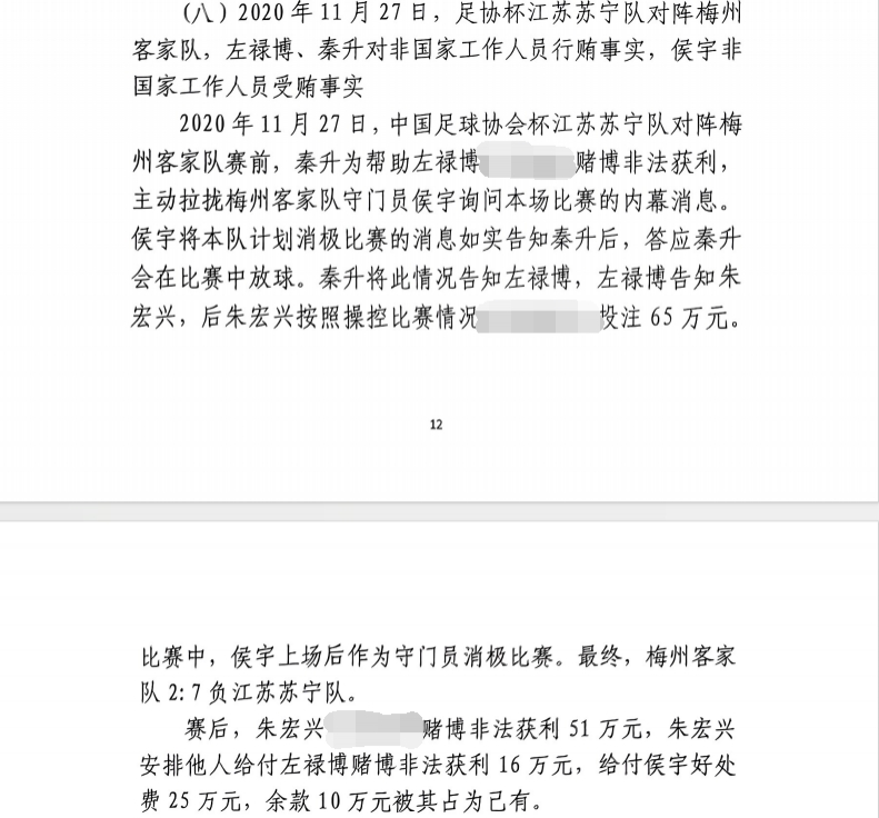 網(wǎng)傳判決書：足協(xié)杯梅州2-7江蘇，梅州門將侯宇收25萬(wàn)消極比賽