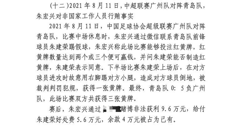 網(wǎng)傳判決書：青島球員朱建榮故意踢對(duì)方小腿，染黃收5.6萬(wàn)好處費(fèi)