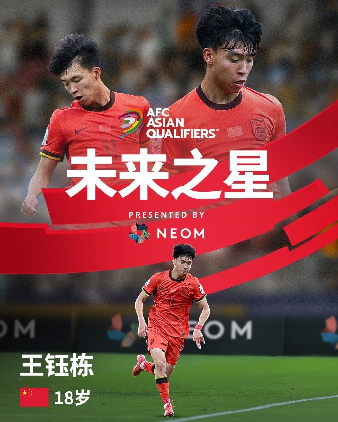 亞洲杯官方社媒發(fā)布王鈺棟個(gè)人海報(bào)：青年軍的旗幟，飄揚(yáng)在前哨
