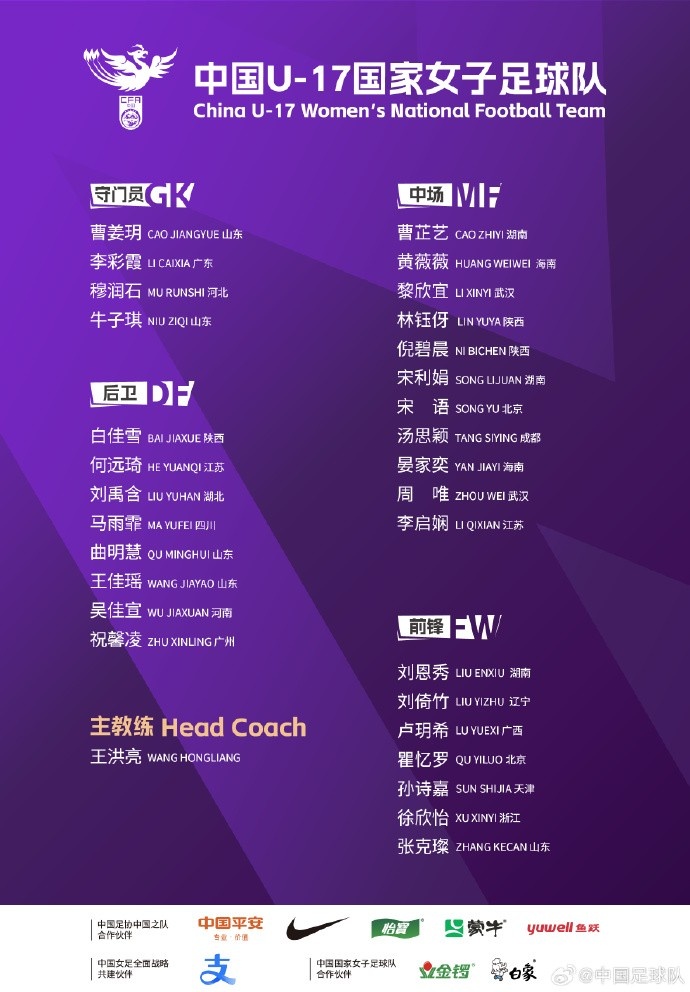 U17女足30人將在蘇州集訓(xùn)備戰(zhàn)世界杯，姜寧、朱挺擔(dān)任訓(xùn)練員